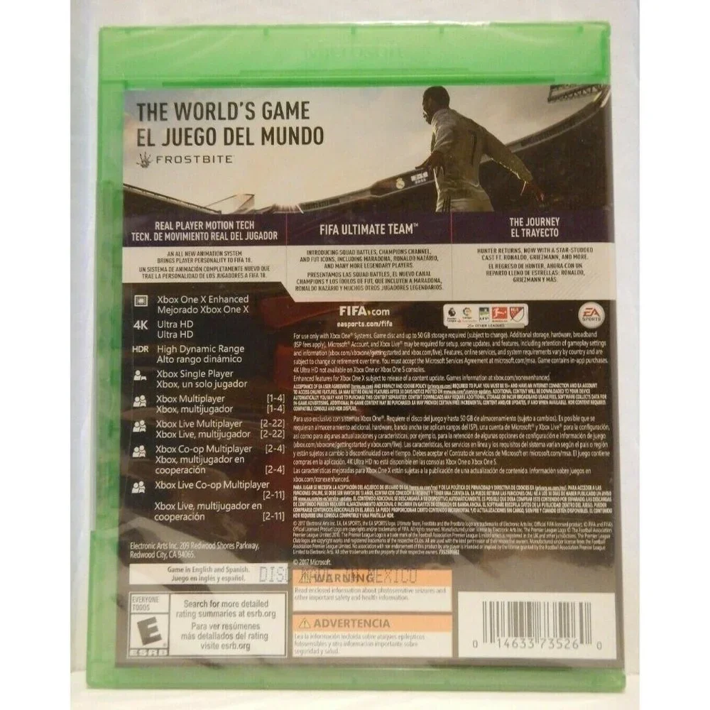 New FIFA 18 for Xbox‎ One - 4K ULTRA HD. - HDR Factory Sealed